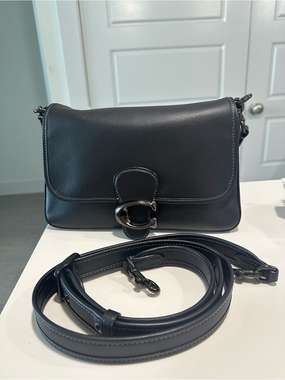 Coach Soft Tabby Leather Shoulder Bag black